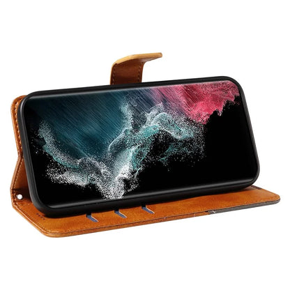 For Samsung Galaxy S23 Ultra Wallet Phone Case Geometric Line Leather Cover Protective Stand