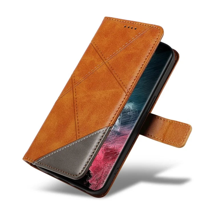 For Samsung Galaxy S23 Ultra Wallet Phone Case Geometric Line Leather Cover Protective Stand