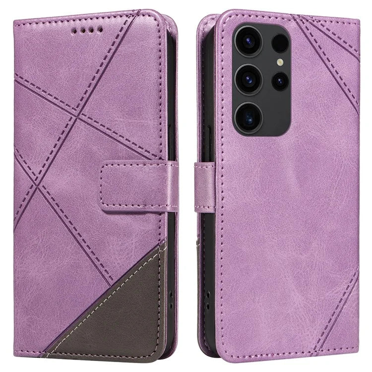 For Samsung Galaxy S23 Ultra Wallet Phone Case Geometric Line Leather Cover Protective Stand