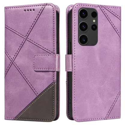 For Samsung Galaxy S23 Ultra Wallet Phone Case Geometric Line Leather Cover Protective Stand