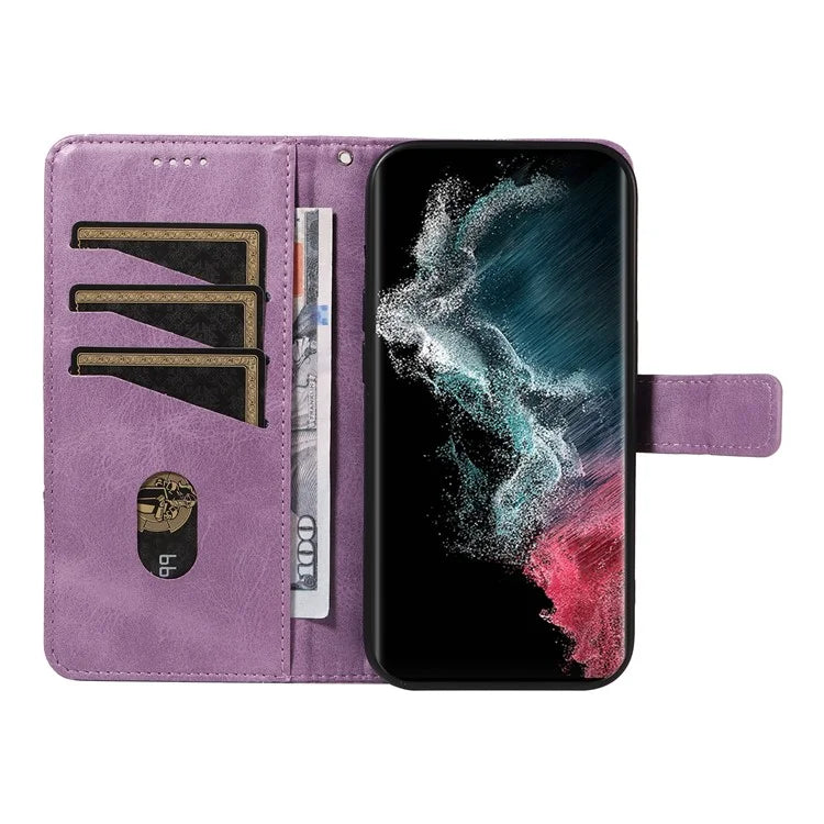 For Samsung Galaxy S23 Ultra Wallet Phone Case Geometric Line Leather Cover Protective Stand