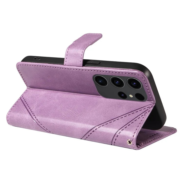 For Samsung Galaxy S23 Ultra Wallet Phone Case Geometric Line Leather Cover Protective Stand