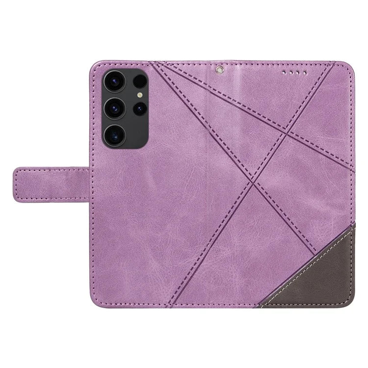 For Samsung Galaxy S23 Ultra Wallet Phone Case Geometric Line Leather Cover Protective Stand