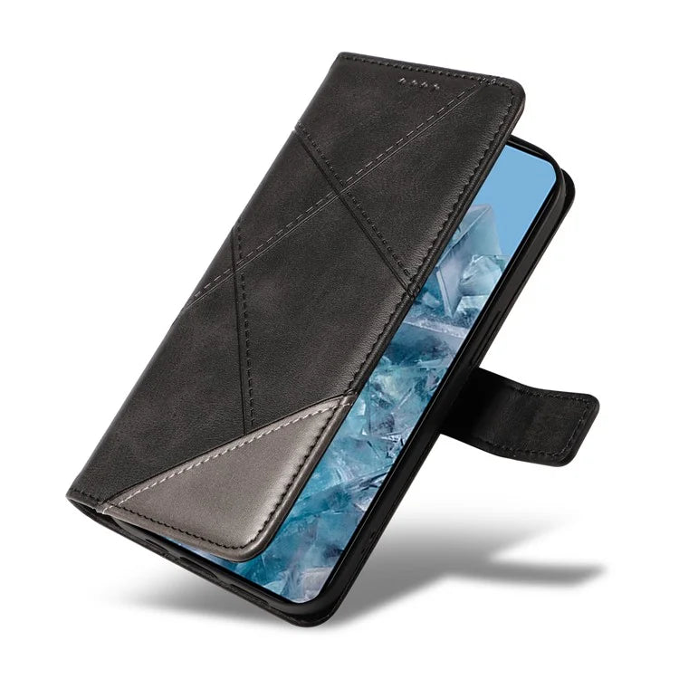 For Google Pixel 8 Pro Case Lines Pattern PU Leather Wallet Folio Phone Cover
