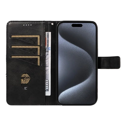 For iPhone 15 Pro Case Shockproof Geometric Lines PU Leather Phone Cover