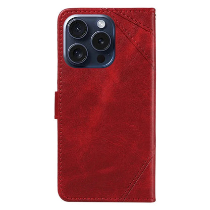 For iPhone 15 Pro Case Shockproof Geometric Lines PU Leather Phone Cover