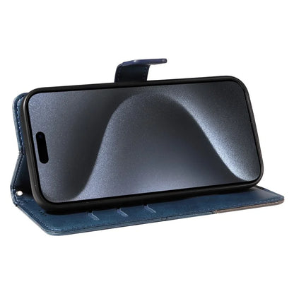 For iPhone 15 Pro Case Shockproof Geometric Lines PU Leather Phone Cover