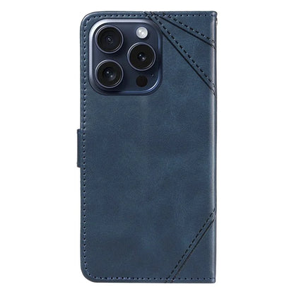For iPhone 15 Pro Case Shockproof Geometric Lines PU Leather Phone Cover