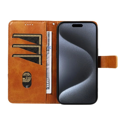 For iPhone 15 Pro Case Shockproof Geometric Lines PU Leather Phone Cover