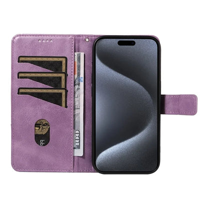 For iPhone 15 Pro Case Shockproof Geometric Lines PU Leather Phone Cover