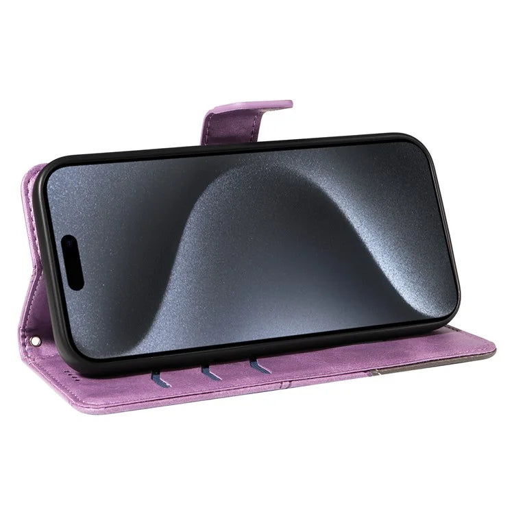For iPhone 15 Pro Case Shockproof Geometric Lines PU Leather Phone Cover