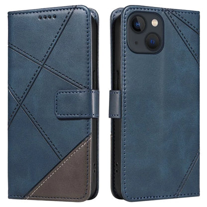 For iPhone 14 Case Wallet Geometric PU Leather Phone Cover Calf Texture