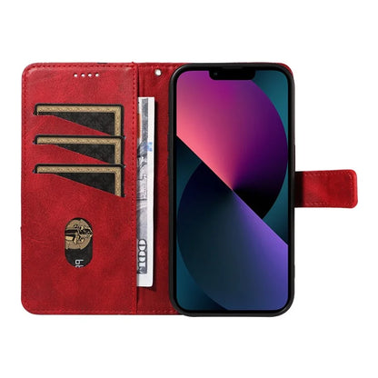 For iPhone 14 Case Wallet Geometric PU Leather Phone Cover Calf Texture