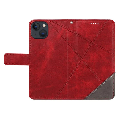 For iPhone 14 Case Wallet Geometric PU Leather Phone Cover Calf Texture