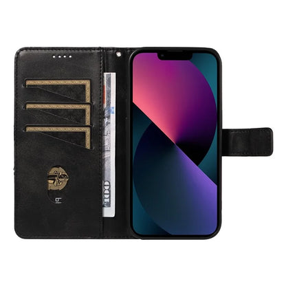 For iPhone 14 Case Wallet Geometric PU Leather Phone Cover Calf Texture