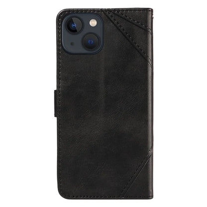 For iPhone 14 Case Wallet Geometric PU Leather Phone Cover Calf Texture