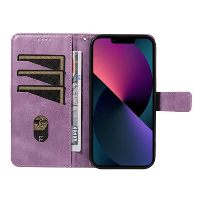For iPhone 14 Case Wallet Geometric PU Leather Phone Cover Calf Texture