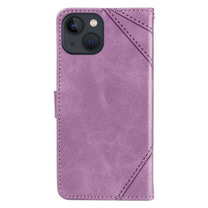 For iPhone 14 Case Wallet Geometric PU Leather Phone Cover Calf Texture