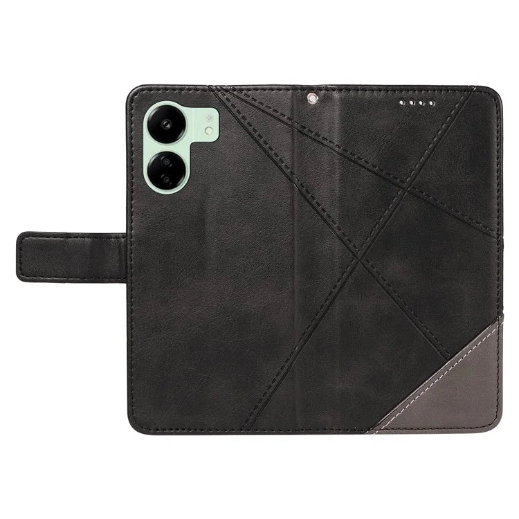 For Xiaomi Redmi 13C 5G / 13C 4G / 13R 5G / Poco C65 4G / Poco M6 5G Case PU Leather Stand Phone Cover Geometric Lines