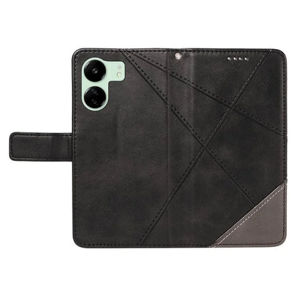 For Xiaomi Redmi 13C 5G / 13C 4G / 13R 5G / Poco C65 4G / Poco M6 5G Case PU Leather Stand Phone Cover Geometric Lines