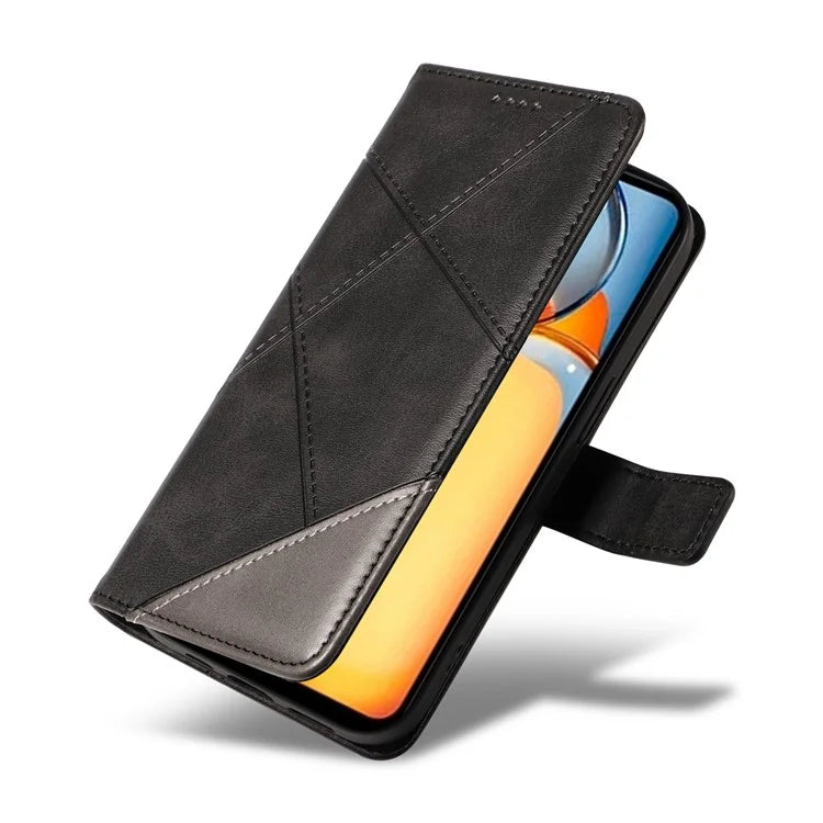For Xiaomi Redmi 13C 5G / 13C 4G / 13R 5G / Poco C65 4G / Poco M6 5G Case PU Leather Stand Phone Cover Geometric Lines