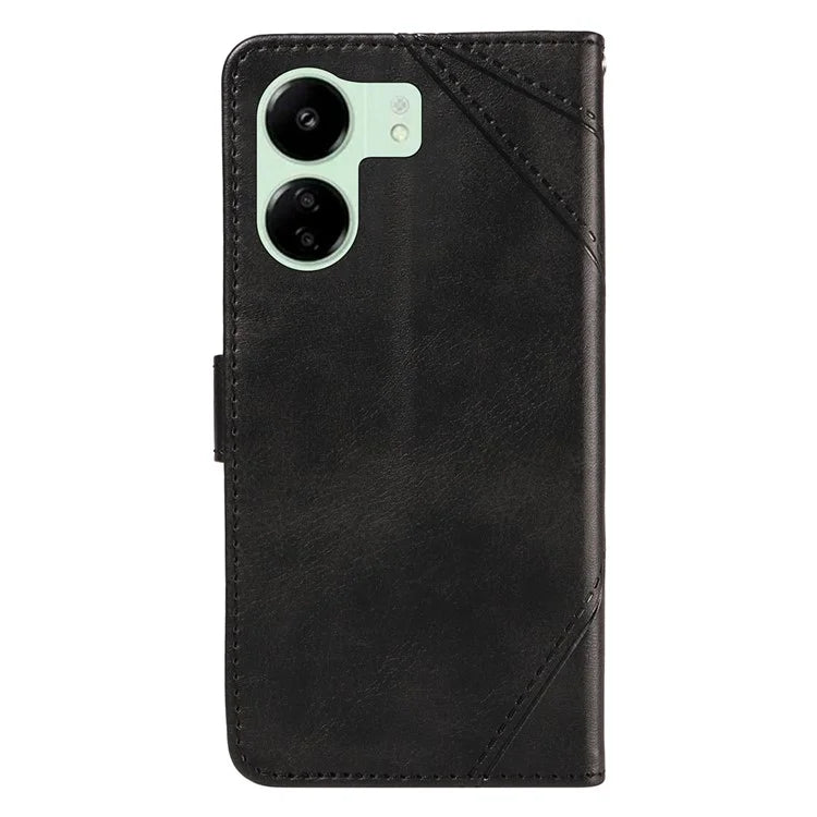 For Xiaomi Redmi 13C 5G / 13C 4G / 13R 5G / Poco C65 4G / Poco M6 5G Case PU Leather Stand Phone Cover Geometric Lines