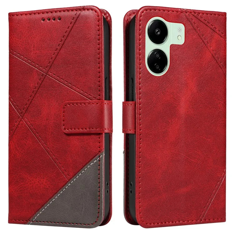 For Xiaomi Redmi 13C 5G / 13C 4G / 13R 5G / Poco C65 4G / Poco M6 5G Case PU Leather Stand Phone Cover Geometric Lines
