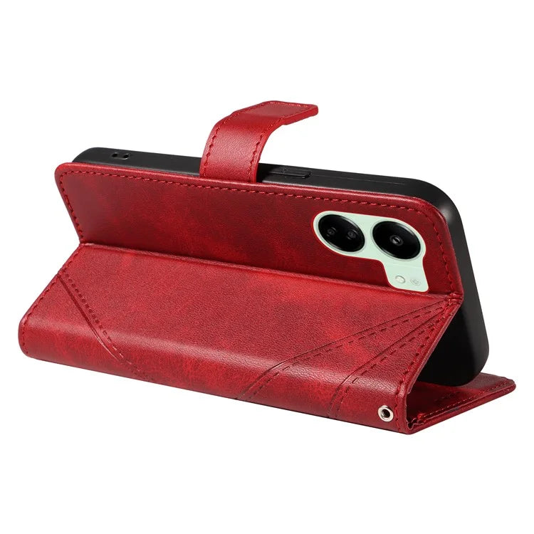 For Xiaomi Redmi 13C 5G / 13C 4G / 13R 5G / Poco C65 4G / Poco M6 5G Case PU Leather Stand Phone Cover Geometric Lines