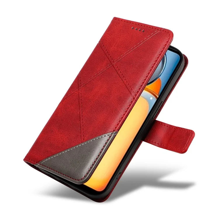For Xiaomi Redmi 13C 5G / 13C 4G / 13R 5G / Poco C65 4G / Poco M6 5G Case PU Leather Stand Phone Cover Geometric Lines