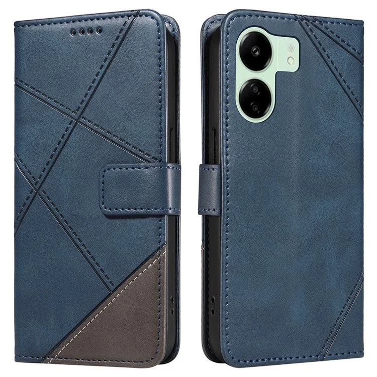 For Xiaomi Redmi 13C 5G / 13C 4G / 13R 5G / Poco C65 4G / Poco M6 5G Case PU Leather Stand Phone Cover Geometric Lines