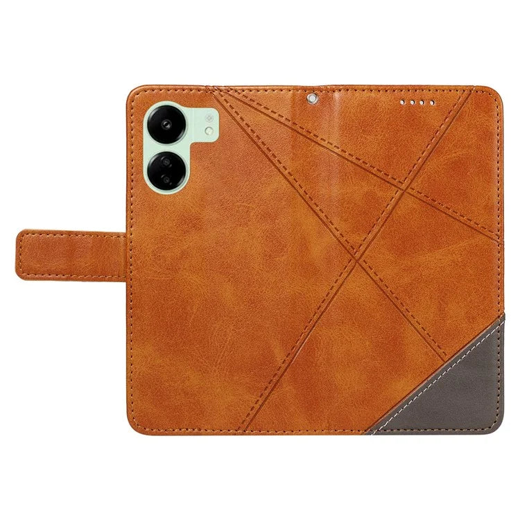 For Xiaomi Redmi 13C 5G / 13C 4G / 13R 5G / Poco C65 4G / Poco M6 5G Case PU Leather Stand Phone Cover Geometric Lines