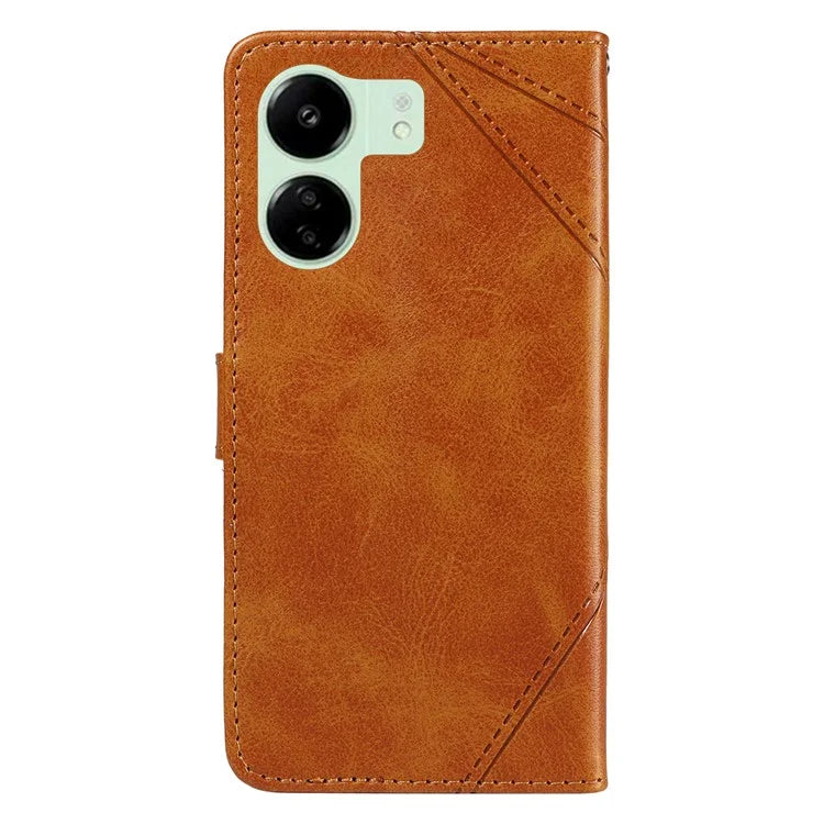 For Xiaomi Redmi 13C 5G / 13C 4G / 13R 5G / Poco C65 4G / Poco M6 5G Case PU Leather Stand Phone Cover Geometric Lines