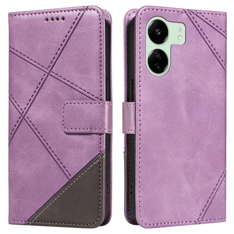 For Xiaomi Redmi 13C 5G / 13C 4G / 13R 5G / Poco C65 4G / Poco M6 5G Case PU Leather Stand Phone Cover Geometric Lines
