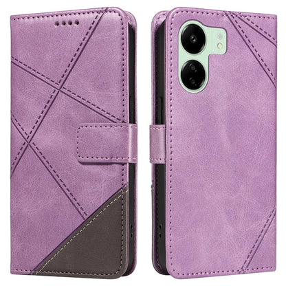 For Xiaomi Redmi 13C 5G / 13C 4G / 13R 5G / Poco C65 4G / Poco M6 5G Case PU Leather Stand Phone Cover Geometric Lines