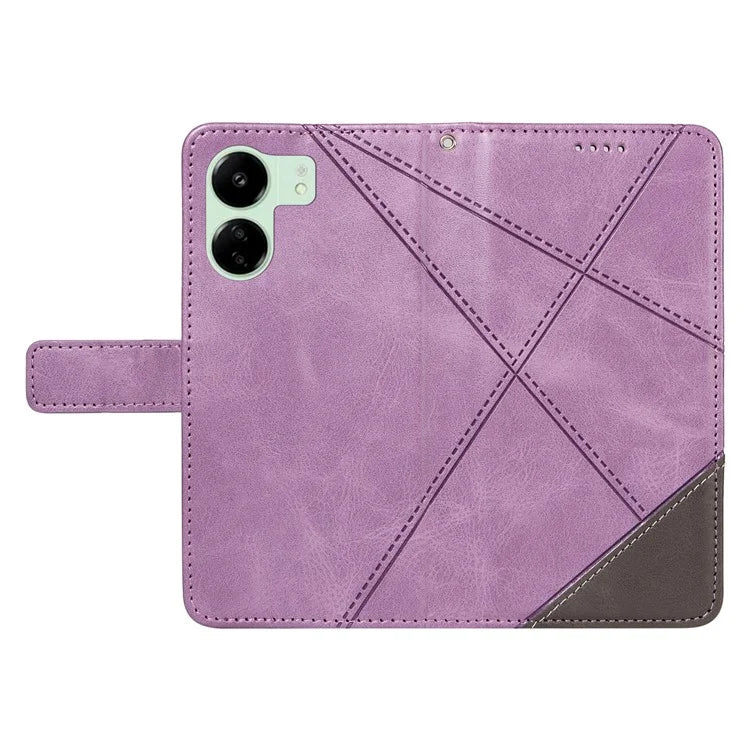 For Xiaomi Redmi 13C 5G / 13C 4G / 13R 5G / Poco C65 4G / Poco M6 5G Case PU Leather Stand Phone Cover Geometric Lines