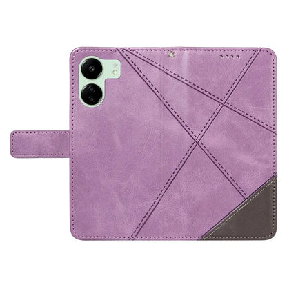For Xiaomi Redmi 13C 5G / 13C 4G / 13R 5G / Poco C65 4G / Poco M6 5G Case PU Leather Stand Phone Cover Geometric Lines