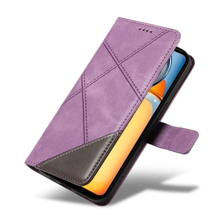 For Xiaomi Redmi 13C 5G / 13C 4G / 13R 5G / Poco C65 4G / Poco M6 5G Case PU Leather Stand Phone Cover Geometric Lines