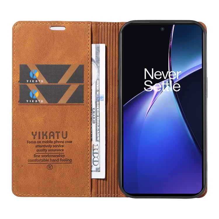 YIKATU YK-004 For OnePlus Nord CE4 Lite 5G / Oppo K12x 5G (China) Case Leather Phone Cover Wallet with Card Holder