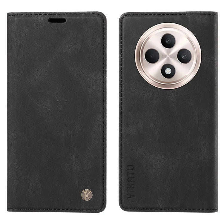 YIKATU YK-004 For Oppo Reno12 F 4G Case Leather Magnetic Auto-Absorbed Phone Cover Skin-Touch