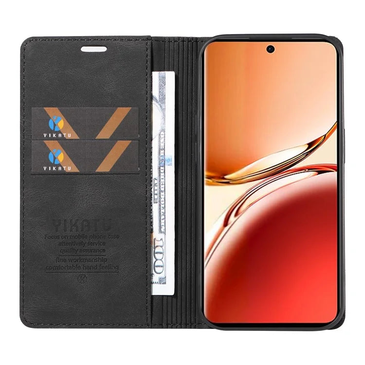 YIKATU YK-004 For Oppo Reno12 F 4G Case Leather Magnetic Auto-Absorbed Phone Cover Skin-Touch