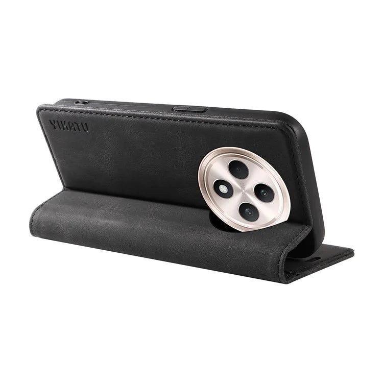 YIKATU YK-004 For Oppo Reno12 F 4G Case Leather Magnetic Auto-Absorbed Phone Cover Skin-Touch