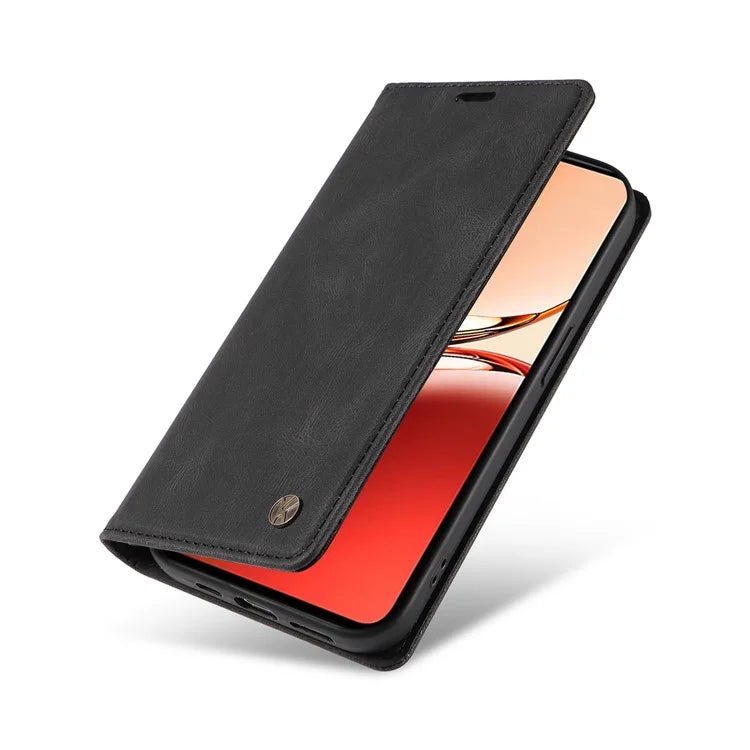 YIKATU YK-004 For Oppo Reno12 F 4G Case Leather Magnetic Auto-Absorbed Phone Cover Skin-Touch