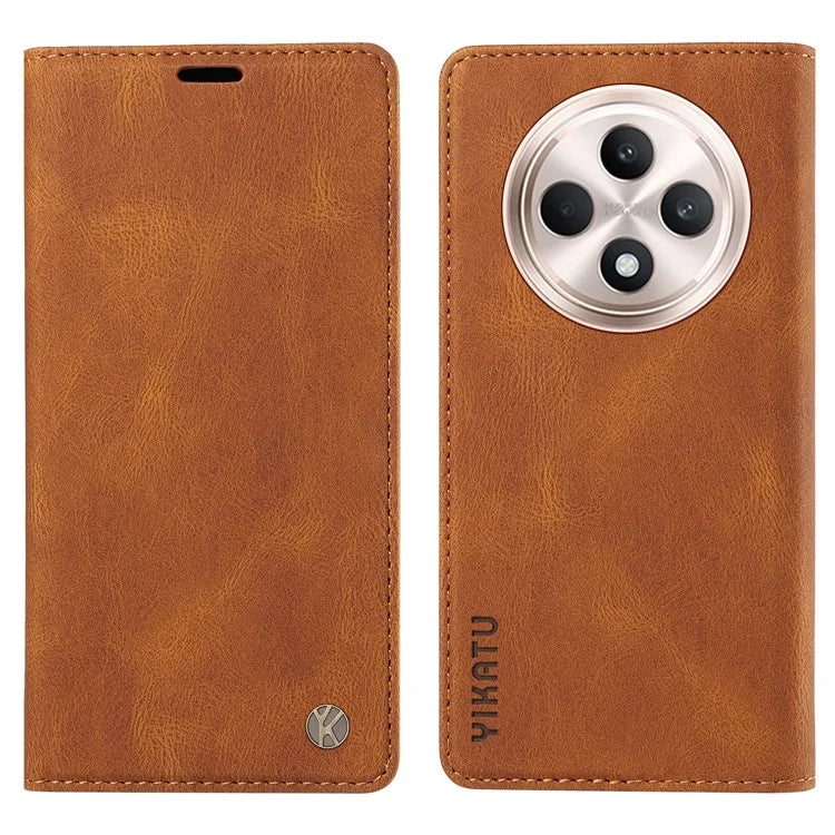 YIKATU YK-004 For Oppo Reno12 F 4G Case Leather Magnetic Auto-Absorbed Phone Cover Skin-Touch