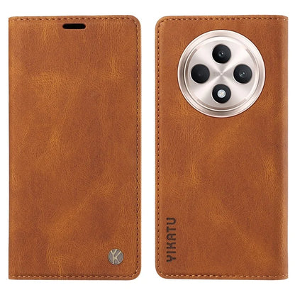 YIKATU YK-004 For Oppo Reno12 F 4G Case Leather Magnetic Auto-Absorbed Phone Cover Skin-Touch