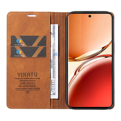 YIKATU YK-004 For Oppo Reno12 F 4G Case Leather Magnetic Auto-Absorbed Phone Cover Skin-Touch