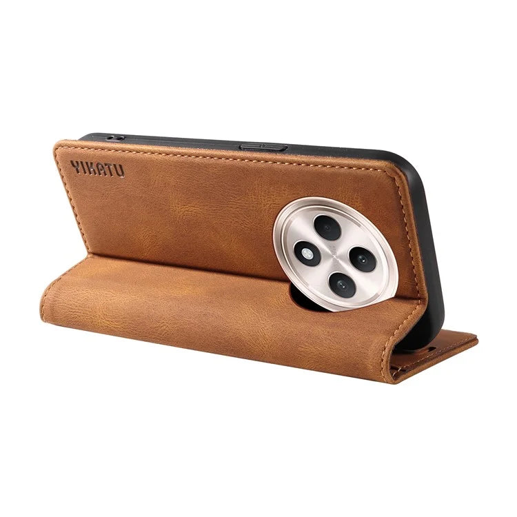 YIKATU YK-004 For Oppo Reno12 F 4G Case Leather Magnetic Auto-Absorbed Phone Cover Skin-Touch