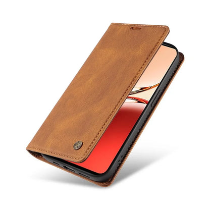 YIKATU YK-004 For Oppo Reno12 F 4G Case Leather Magnetic Auto-Absorbed Phone Cover Skin-Touch