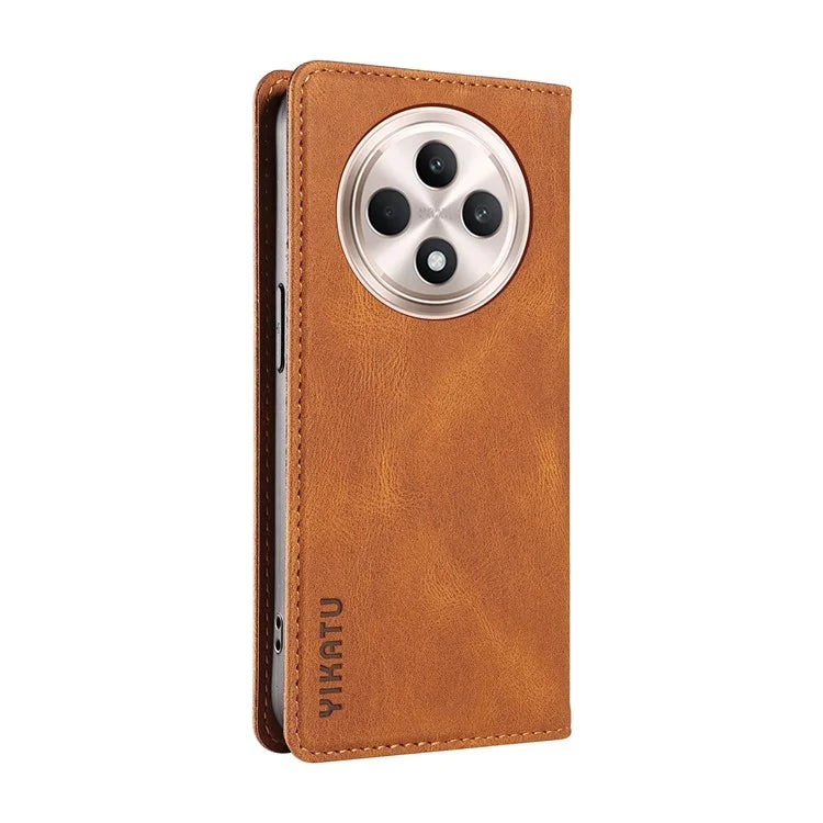 YIKATU YK-004 For Oppo Reno12 F 4G Case Leather Magnetic Auto-Absorbed Phone Cover Skin-Touch