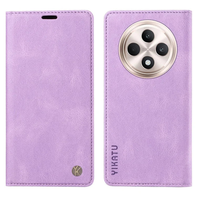 YIKATU YK-004 For Oppo Reno12 F 4G Case Leather Magnetic Auto-Absorbed Phone Cover Skin-Touch