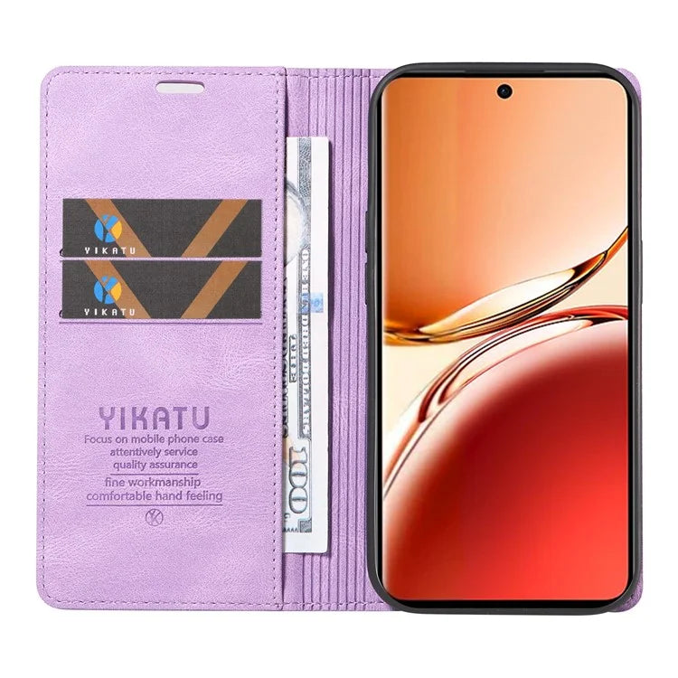YIKATU YK-004 For Oppo Reno12 F 4G Case Leather Magnetic Auto-Absorbed Phone Cover Skin-Touch